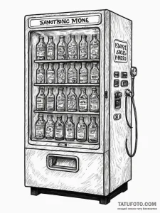 Vending machine that sells bottled emotions,... - эскиз тату (№1751589733_0, 04.07.2025 00:42) — Tatufoto.com