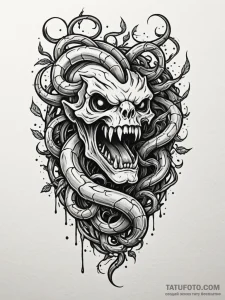 Vines devouring ancient relic, concept art fo... - эскиз тату (№1751590336_0, 04.07.2025 00:52) — Tatufoto.com