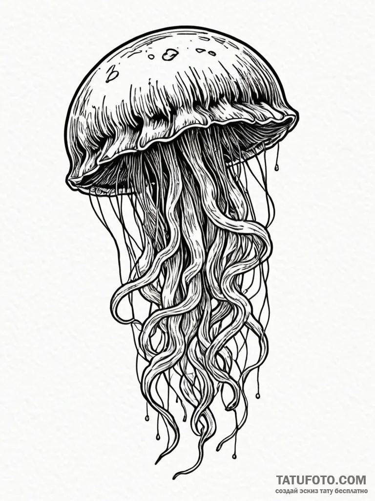 Jellyfish with tentacles made of cosmic nebul... - эскиз тату (№1751590422_0, 04.07.2025 00:53) — Tatufoto.com