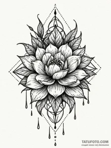 Rain of thorns devouring bloom, tattoo line a... - эскиз тату (№1751590508_0, 04.07.2025 00:55) — Tatufoto.com