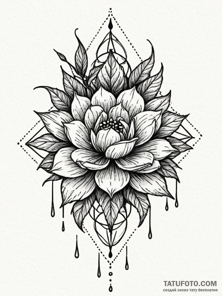 Rain of thorns devouring bloom, tattoo line a... - эскиз тату (№1751590508_0, 04.07.2025 00:55) — Tatufoto.com