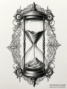 Cracked hourglass with sand turning to dust,... - эскиз тату (№1751591064_0, 04.07.2025 01:04) — Tatufoto.com