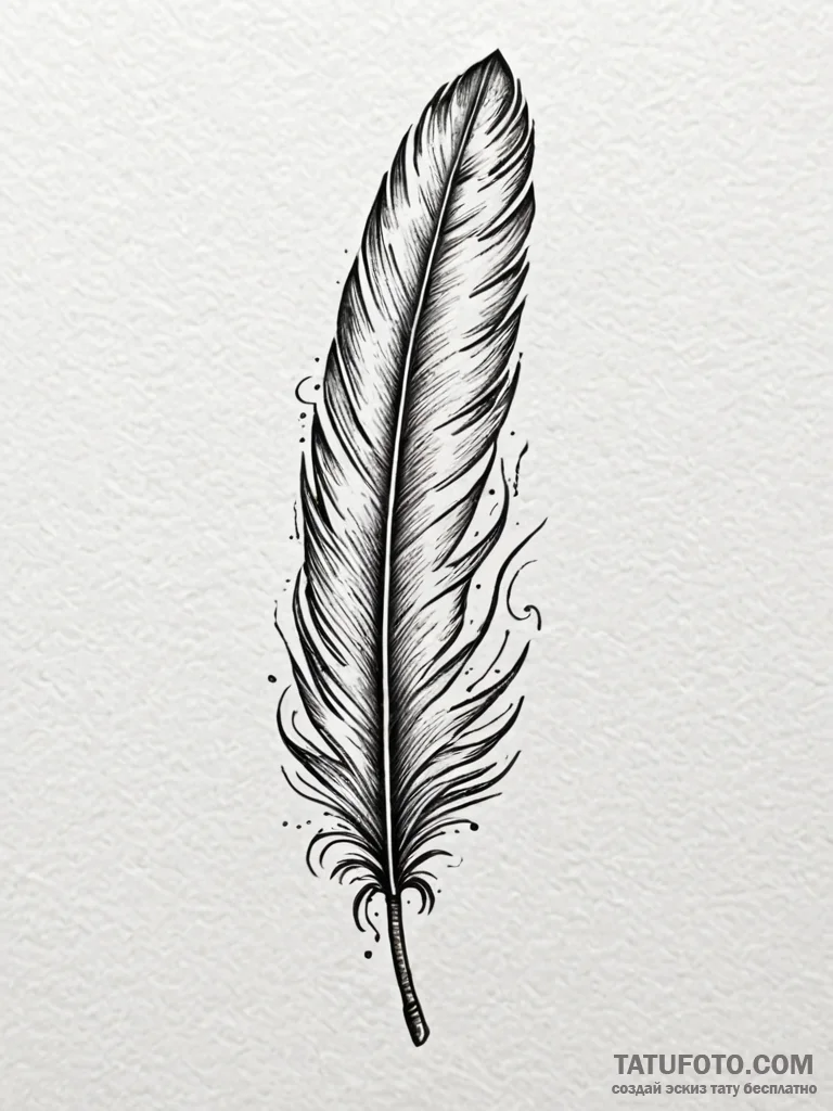 A burning feather, artistic tattoo sketch, de… — эскиз тату (№1751591322_0, 04.07.2025 01:08) — Tatufoto.com
