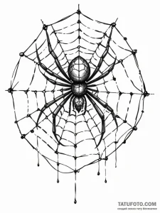 Quartz spider weaving bone web, tattoo line a... - эскиз тату (№1751591584_0, 04.07.2025 01:13) — Tatufoto.com