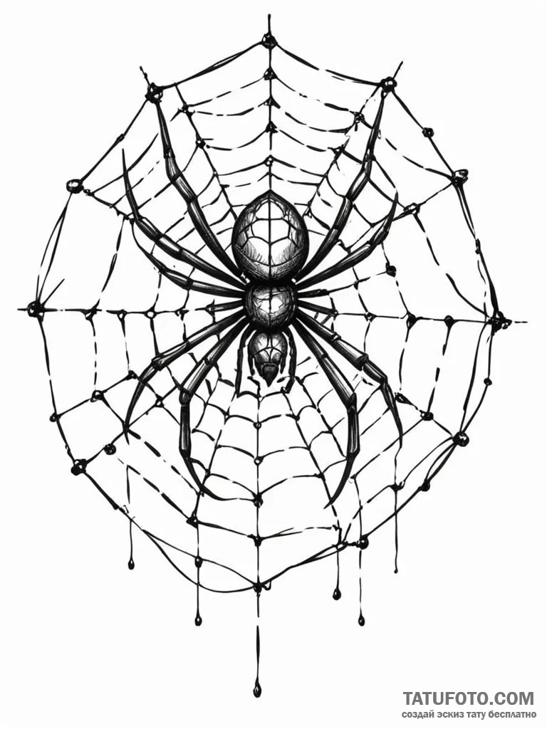 Quartz spider weaving bone web, tattoo line a... - эскиз тату (№1751591584_0, 04.07.2025 01:13) — Tatufoto.com