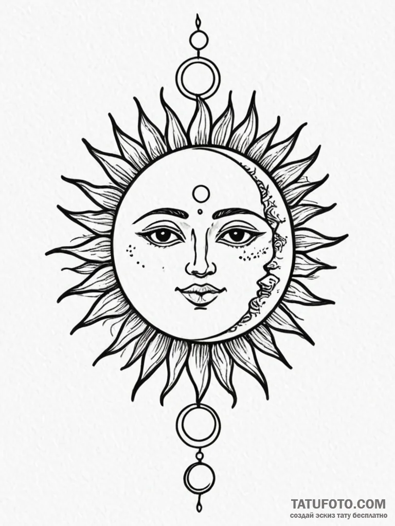 Sun and moon - эскиз тату (№1751591756_0, 04.07.2025 01:15) — Tatufoto.com