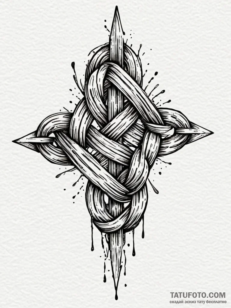 Sailor’s knot tied in a delicate, golden rope… — эскиз тату (№1751592187_0, 04.07.2025 01:23) — Tatufoto.com