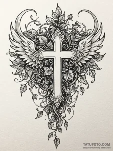Ghost wings crowned in ivy, tattoo line art,... - эскиз тату (№1751592969_0, 04.07.2025 01:36) — Tatufoto.com