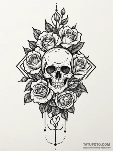 Ivory flower blooming in void, tattoo drawing... - эскиз тату (№1751593487_0, 04.07.2025 01:44) — Tatufoto.com