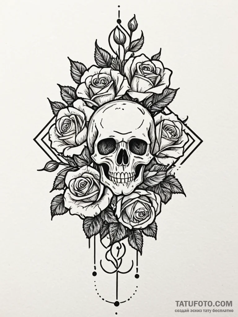 Ivory flower blooming in void, tattoo drawing... - эскиз тату (№1751593487_0, 04.07.2025 01:44) — Tatufoto.com
