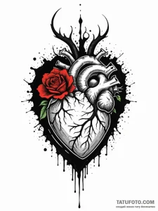 Xenolith heart glowing in darkness, tattoo fl... - эскиз тату (№1751593747_0, 04.07.2025 01:49) — Tatufoto.com
