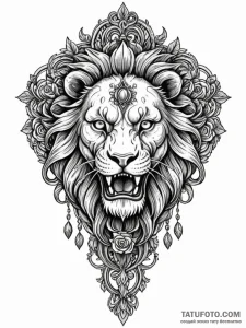 Door knocker, ornate and lion-headed, on a so... - эскиз тату (№1751593923_0, 04.07.2025 01:52) — Tatufoto.com