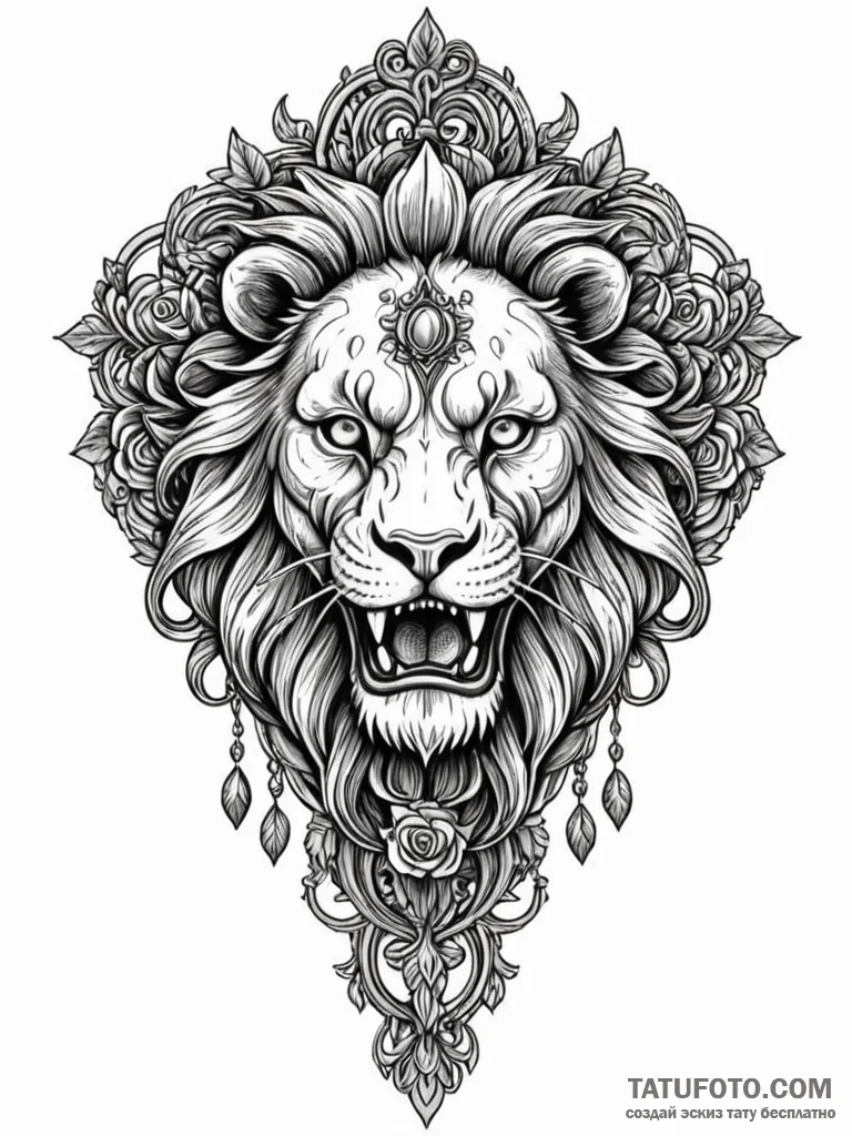 Door knocker, ornate and lion-headed, on a so… — эскиз тату (№1751593923_0, 04.07.2025 01:52) — Tatufoto.com