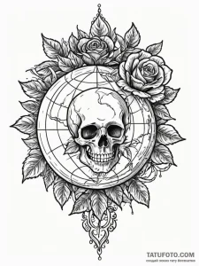 Globe, antique style, focused on a specific r... - эскиз тату (№1751594094_0, 04.07.2025 01:54) — Tatufoto.com