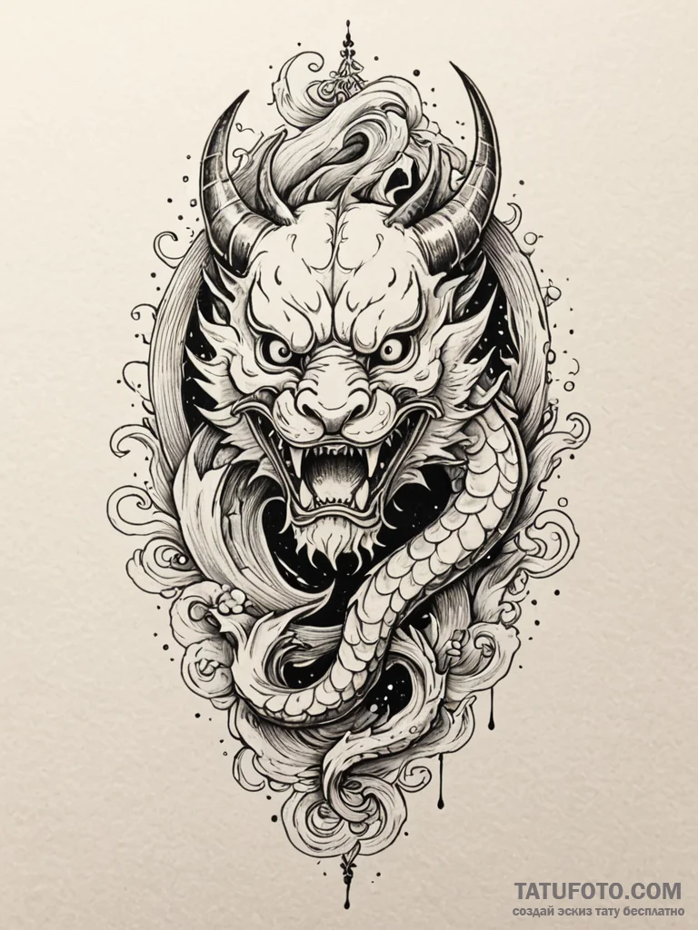 Relic mask devouring starlight, ink illustrat... - эскиз тату (№1751594183_0, 04.07.2025 01:56) — Tatufoto.com