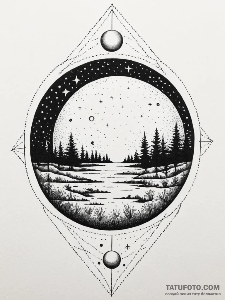 Moonlight caught in crystal orb, artistic tat... - эскиз тату (№1751594271_0, 04.07.2025 01:57) — Tatufoto.com