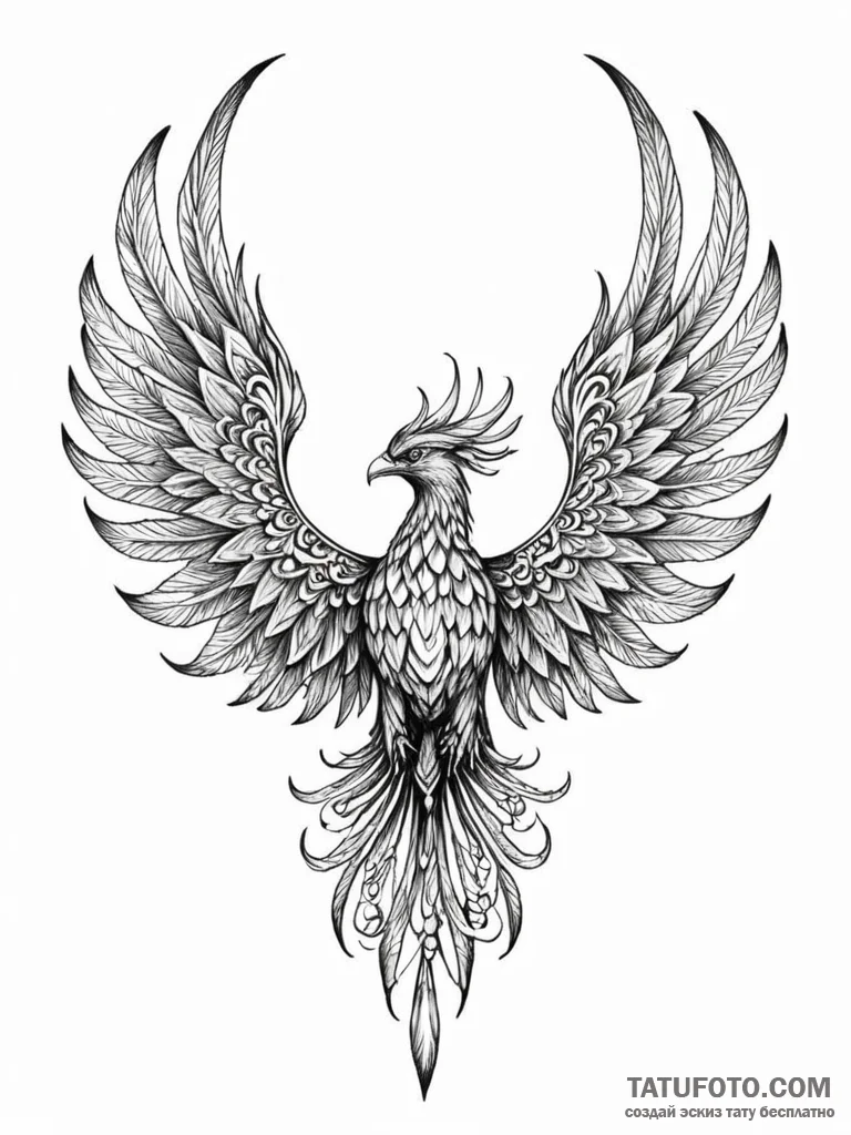 Arcane phoenix with crystal wings, artistic t... - эскиз тату (№1751594614_0, 04.07.2025 02:03) — Tatufoto.com