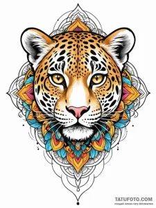 Leopard eyes burning bright, ink illustration... - эскиз тату (№1751594957_0, 04.07.2025 02:09) — Tatufoto.com