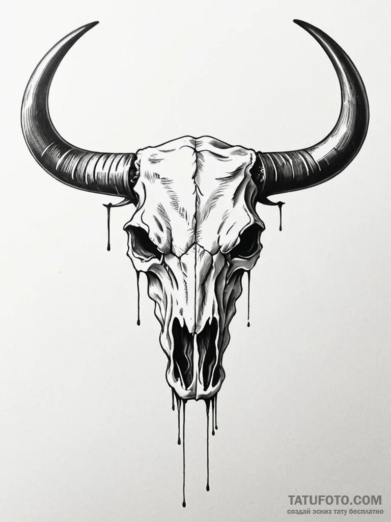 Bull skull - эскиз тату (№1751595299_0, 04.07.2025 02:14) — Tatufoto.com