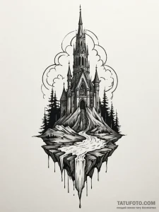 Ghost relic beneath spectral spire, artistic... - эскиз тату (№1751595469_0, 04.07.2025 02:17) — Tatufoto.com