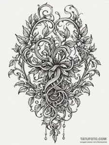 Wand wrapped in thorned vines, artistic tatto... - эскиз тату (№1751595640_0, 04.07.2025 02:20) — Tatufoto.com