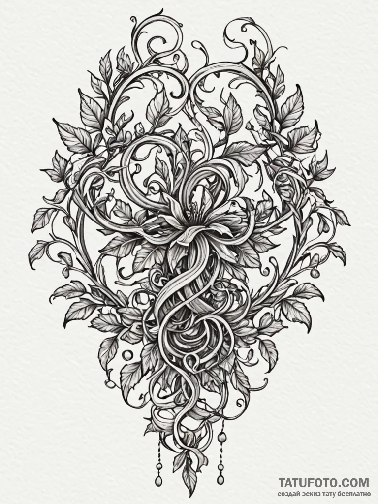 Wand wrapped in thorned vines, artistic tatto… — эскиз тату (№1751595640_0, 04.07.2025 02:20) — Tatufoto.com