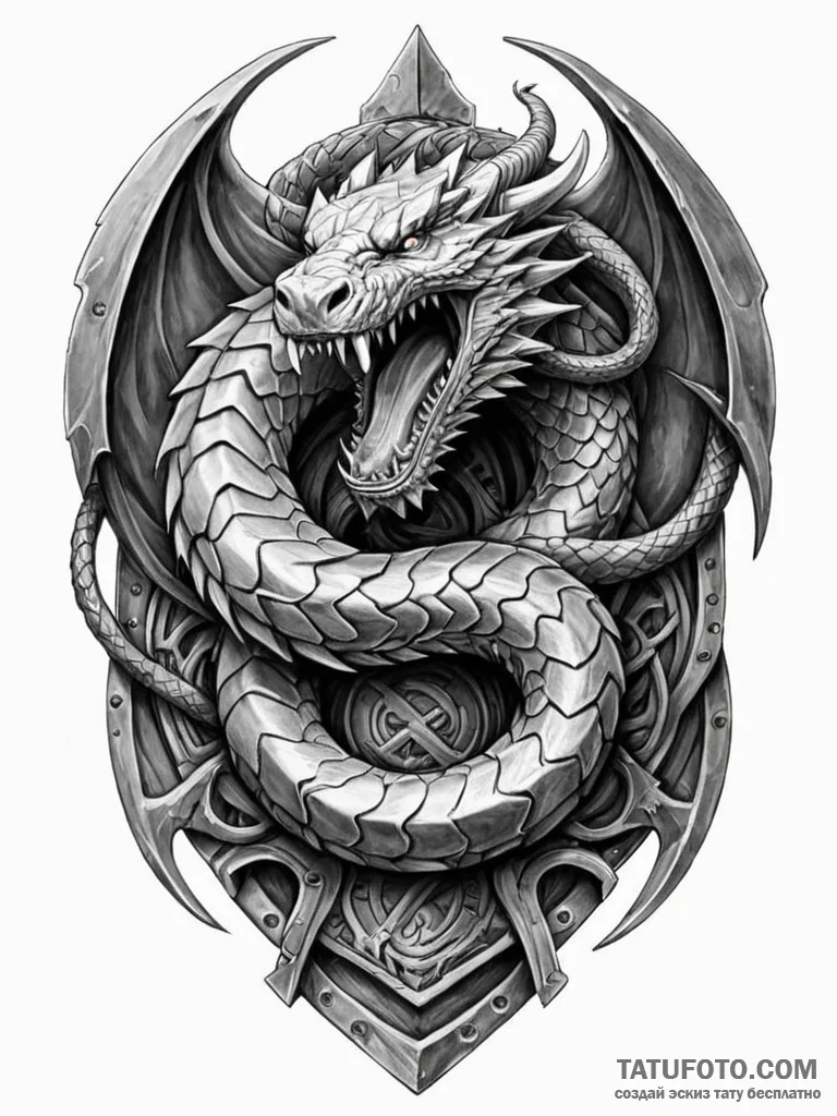 Jр вђњр’в¶rmungandr, the world serpent, bitin… — эскиз тату (№1751595726_0, 04.07.2025 02:22) — Tatufoto.com