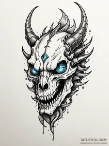 Dragon skull with crystal eyes, tattoo sketch... - эскиз тату (№1751595813_0, 04.07.2025 02:23) — Tatufoto.com