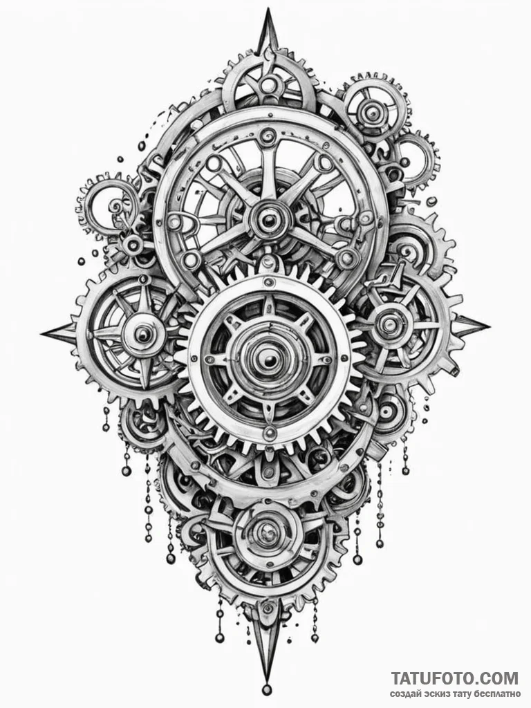 Watch movement, with its balance wheel, jewel... - эскиз тату (№1751595985_0, 04.07.2025 02:26) — Tatufoto.com