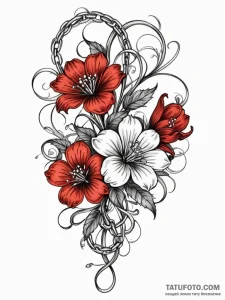 Blood flower blooming from chain, tattoo flas... - эскиз тату (№1751596071_0, 04.07.2025 02:27) — Tatufoto.com