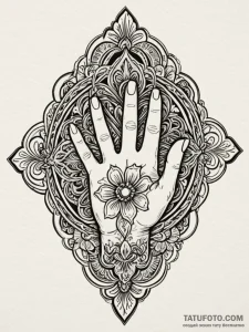 A victorian mourning hand symbol, ink illustr... - эскиз тату (№1751596156_0, 04.07.2025 02:29) — Tatufoto.com