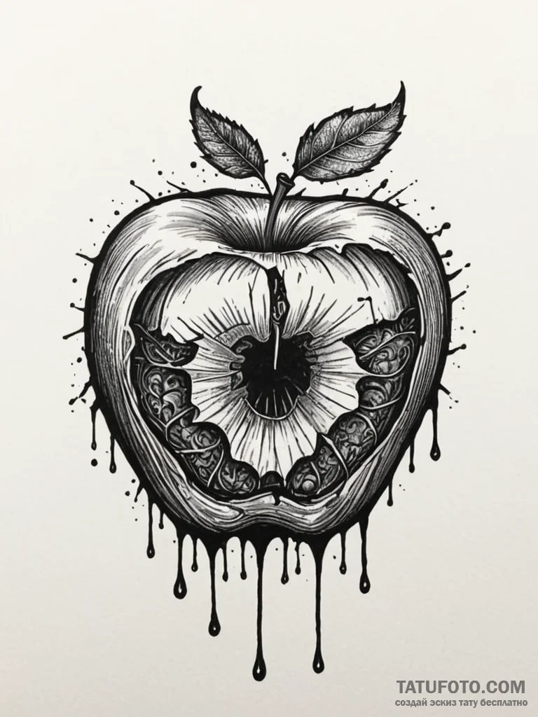 Black apple rotting from within, tattoo sketc... - эскиз тату (№1751596242_0, 04.07.2025 02:30) — Tatufoto.com