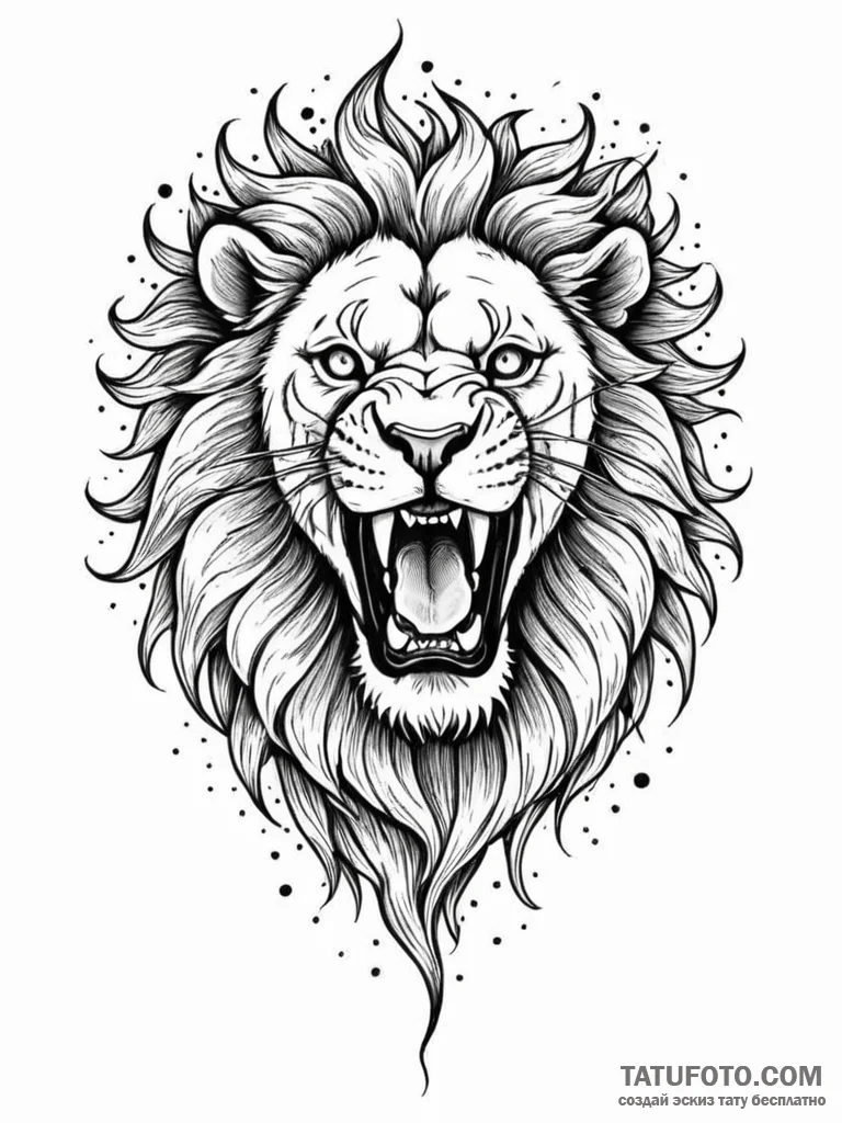 Arcane lion roaring flames, artistic tattoo s... - эскиз тату (№1751596501_0, 04.07.2025 02:35) — Tatufoto.com