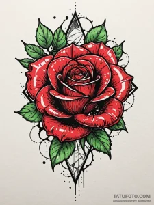 Scarlet rose beneath shattered glass, tattoo... - эскиз тату (№1751596673_0, 04.07.2025 02:37) — Tatufoto.com
