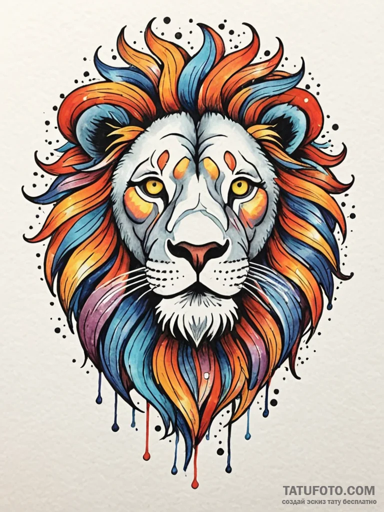 Atomic lion with glowing stripes, tattoo flas... - эскиз тату (№1751596759_0, 04.07.2025 02:39) — Tatufoto.com