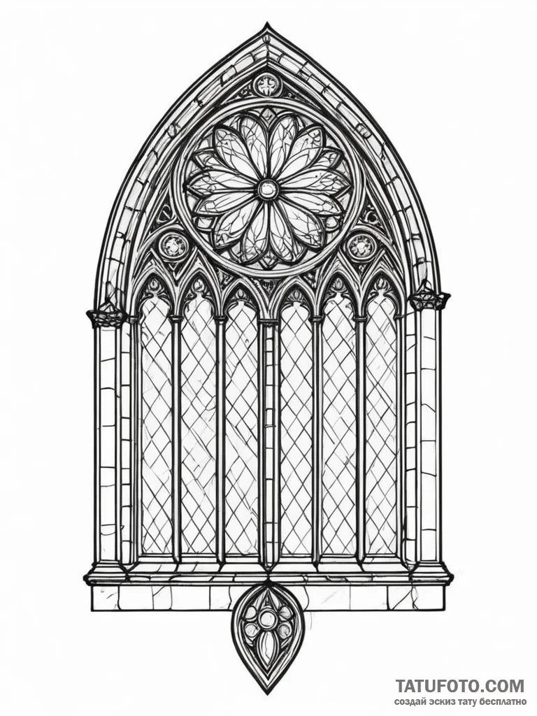 A single gothic cathedral window - эскиз тату (№1751597034_0, 04.07.2025 02:43) — Tatufoto.com