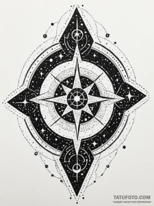 Ruined star map with glowing runes, concept a... - эскиз тату (№1751597290_0, 04.07.2025 02:48) — Tatufoto.com