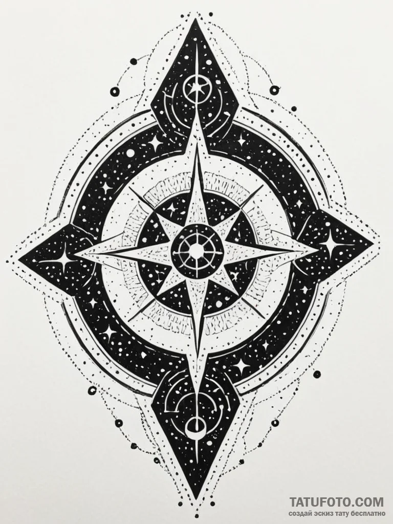 Ruined star map with glowing runes, concept a... - эскиз тату (№1751597290_0, 04.07.2025 02:48) — Tatufoto.com