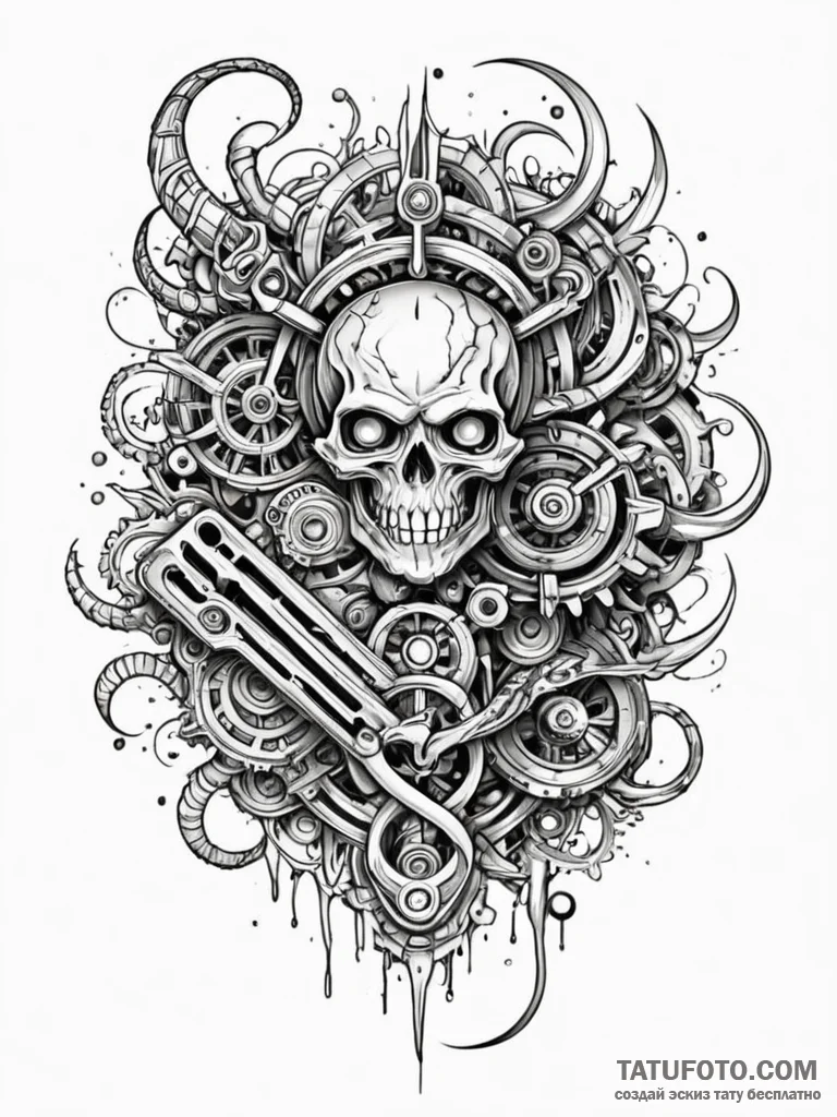 Arm with biomechanical tattoos, artistic tatt... - эскиз тату (№1751597377_0, 04.07.2025 02:49) — Tatufoto.com