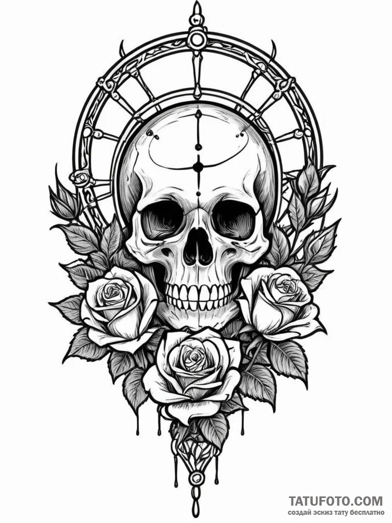 Lunar relic within bone cage, artistic tattoo... - эскиз тату (№1751597646_0, 04.07.2025 02:54) — Tatufoto.com