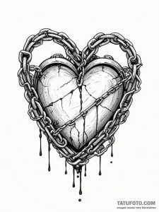 Frosted heart wrapped in chains, tattoo sketc... - эскиз тату (№1751598080_0, 04.07.2025 03:01) — Tatufoto.com
