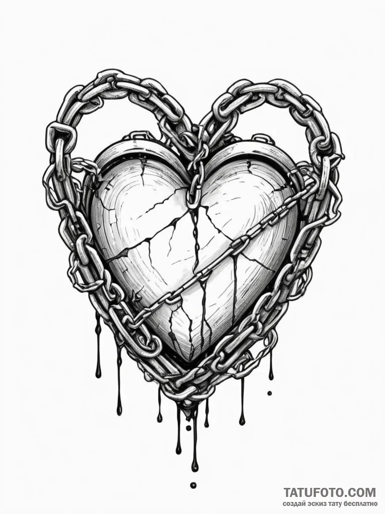 Frosted heart wrapped in chains, tattoo sketc... - эскиз тату (№1751598080_0, 04.07.2025 03:01) — Tatufoto.com