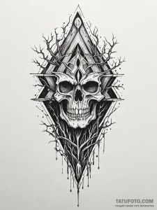 Bone roots beneath shattered temple, tattoo d... - эскиз тату (№1751598252_0, 04.07.2025 03:04) — Tatufoto.com