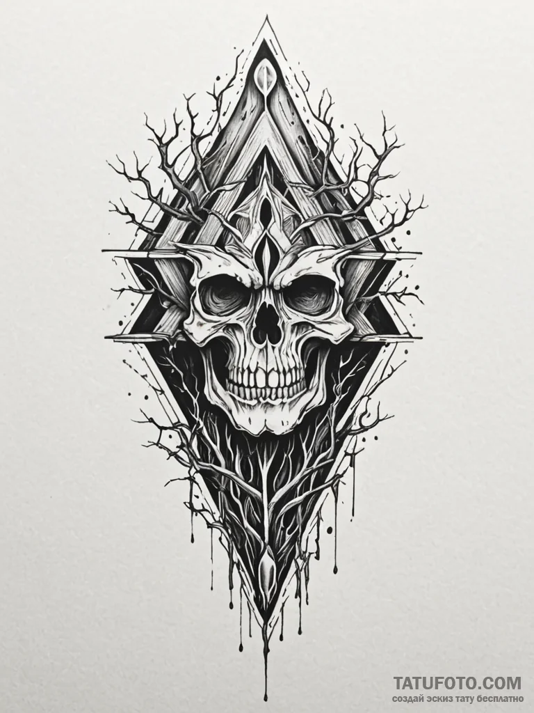 Bone roots beneath shattered temple, tattoo d... - эскиз тату (№1751598252_0, 04.07.2025 03:04) — Tatufoto.com