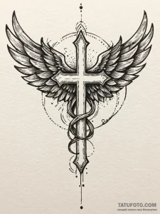 Twilight wings beneath crimson sky, artistic... - эскиз тату (№1751598766_0, 04.07.2025 03:12) — Tatufoto.com