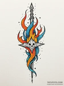 Scepter of stars devouring flame, ink illustr... - эскиз тату (№1751598852_0, 04.07.2025 03:14) — Tatufoto.com