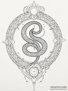 Jewel-encrusted serpent through moon, tattoo... - эскиз тату (№1751599195_0, 04.07.2025 03:19) — Tatufoto.com