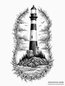 Lighthouse beam cutting through a dense fog,... - эскиз тату (№1751600057_0, 04.07.2025 03:34) — Tatufoto.com