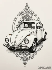 Vw beetle car, classic profile, concept art f... - эскиз тату (№1751600490_0, 04.07.2025 03:41) — Tatufoto.com