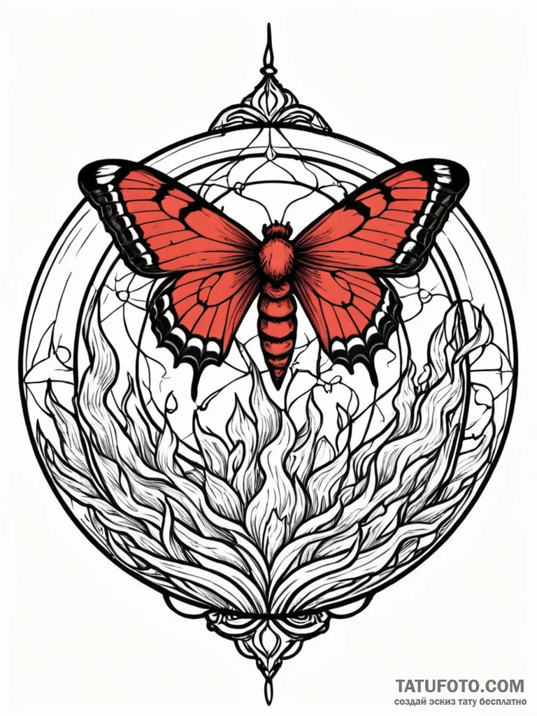 Burning moth trapped in glass sphere, tattoo... - эскиз тату (№1751600577_0, 04.07.2025 03:42) — Tatufoto.com